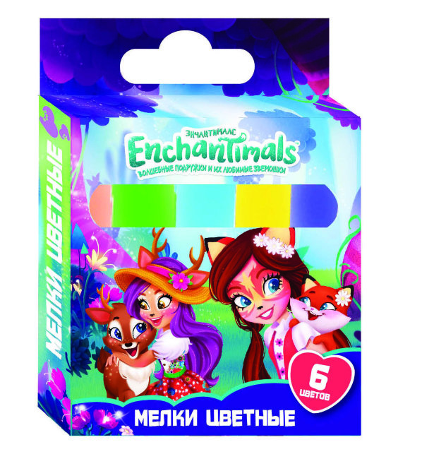 89101 Мел цветной "Enchantimals", 6 шт в упаковке с европодвесом
