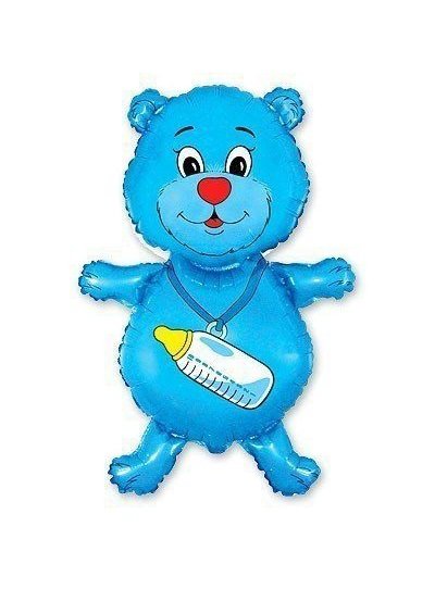 Шар Мишка с соской фольга синий