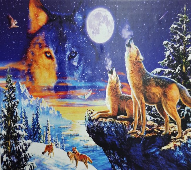 Алмазная мозаика 30x40 "Волки воют на луну" AR9495 Алмазная мозаика 30x40 "Волки воют на луну" AR9495