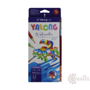 Карандаши цветные 12цв + кисточка Yalong
