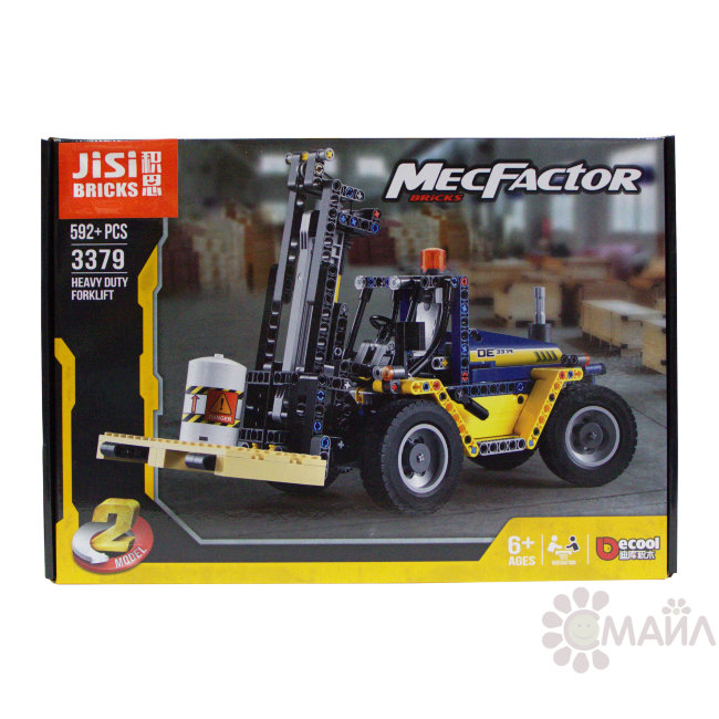 Конструктор "MecFactor" 2в1, эвакуатор-погрузчик 592+ дет. в/к 42*29*8 (3379)