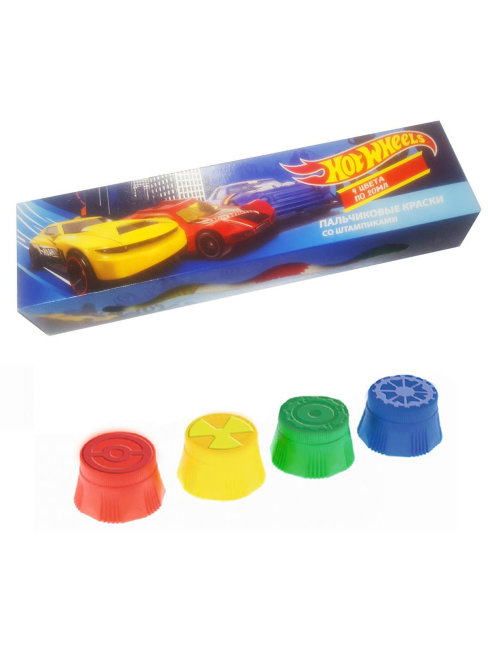 89093 Пальчиковые краски "Hot Wheels" 4 цв. со штампами,  25мл