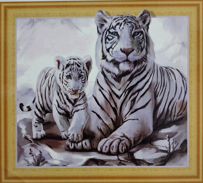 Алмазная мозаика 40x50 "Белые тигры" 7DAR289 Алмазная мозаика 40x50 "Белые тигры" 7DAR289