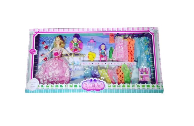 Кукла с детьми, платьями и уточкой 8698 в/к 70*33,5*7