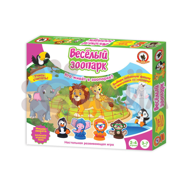 Игра настольная с фишками-зверятами "Веселый зоопарк"