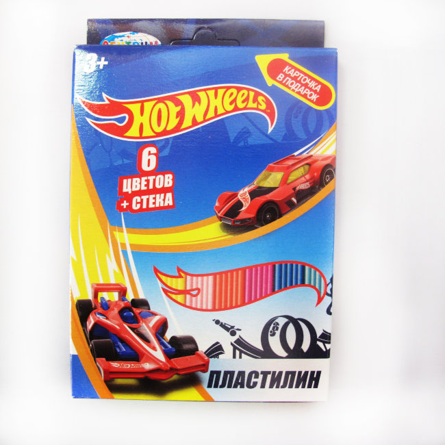 88618 Пластилин 6 цветов "Hot Wheels", картинка "Hot Wheels", 120 гр,  стека пластиковая, картонная