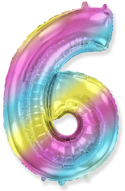 Цифра 6 Нежная радуга