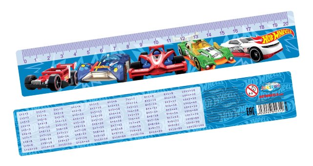 89231 Линейка "Hot Wheels" с таблицей умножения, 20 см