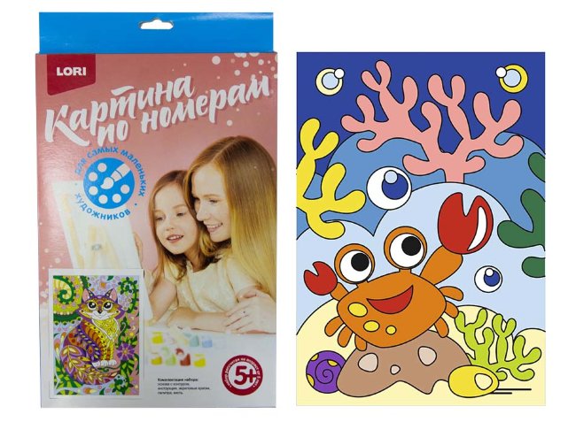Ркн-008 Картина по номерам для малышей "Весёлый крабик"
