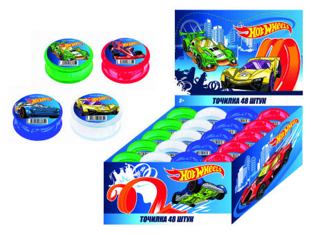 88785 Точилка круглая "Hot Wheels", пластиковая, цвета ассорти 88785 Точилка круглая "Hot Wheels", пластиковая, цвета ассорти