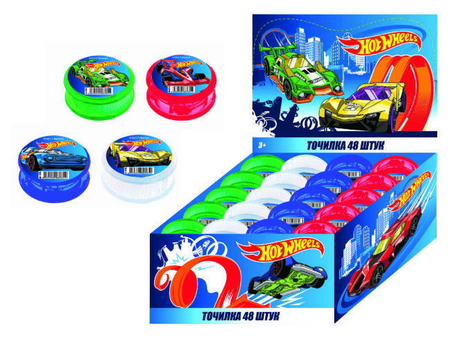 88785 Точилка круглая "Hot Wheels", пластиковая, цвета ассорти