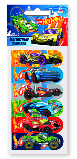 88709 Закладки магнитные "Hot Wheels", магнитно-пластиковые, в комплекте 6 шт, ассорти, в блистере