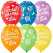14" Шелкография пастель С ДР шары звезды 25