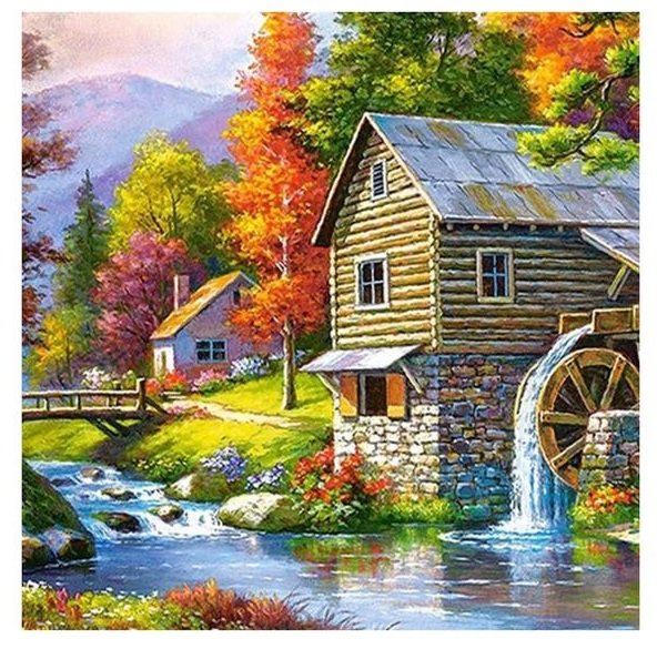 Алмазная мозаика 30x40 "Осень на реке" AR8881 Алмазная мозаика 30x40 "Осень на реке" AR8881