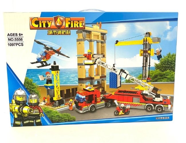 Конструктор "City Fire" пожарная часть 1097дет. в/к 63*42*8 (5556)