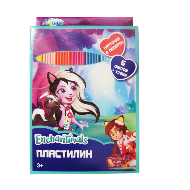 88615 Пластилин 6 цветов "Enchantimals", картинка "Enchantimals", 120 гр, стека пластиковая, картонн