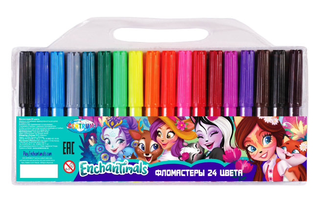 88750 Фломастеры "Enchantimals", 24 цветов, на водной основе с вентилируемым колпачком в упаковке с