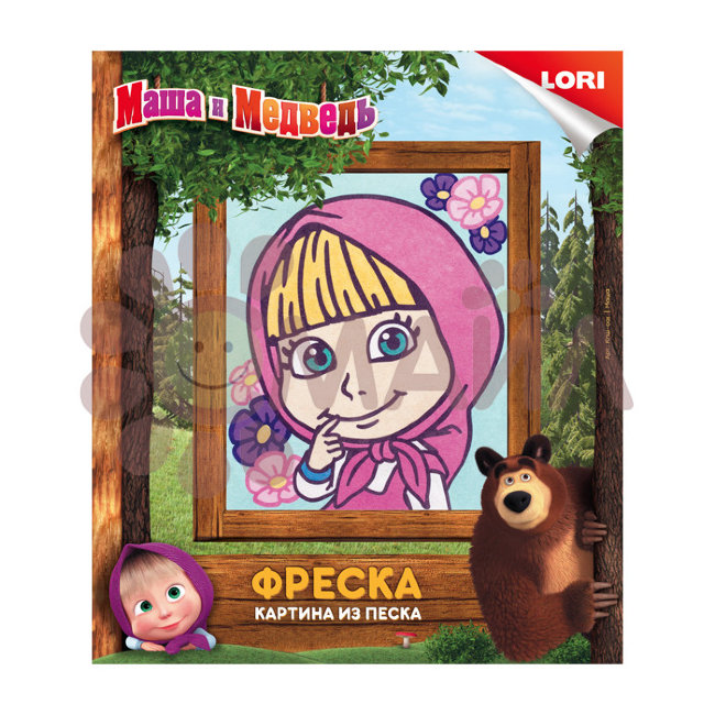 Кпш-001 Фреска. Картина из песка. МАША И МЕДВЕДЬ "Маша"