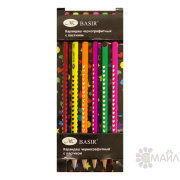 Карандаш чернографитный с ластиком BASIR (6 шт.)